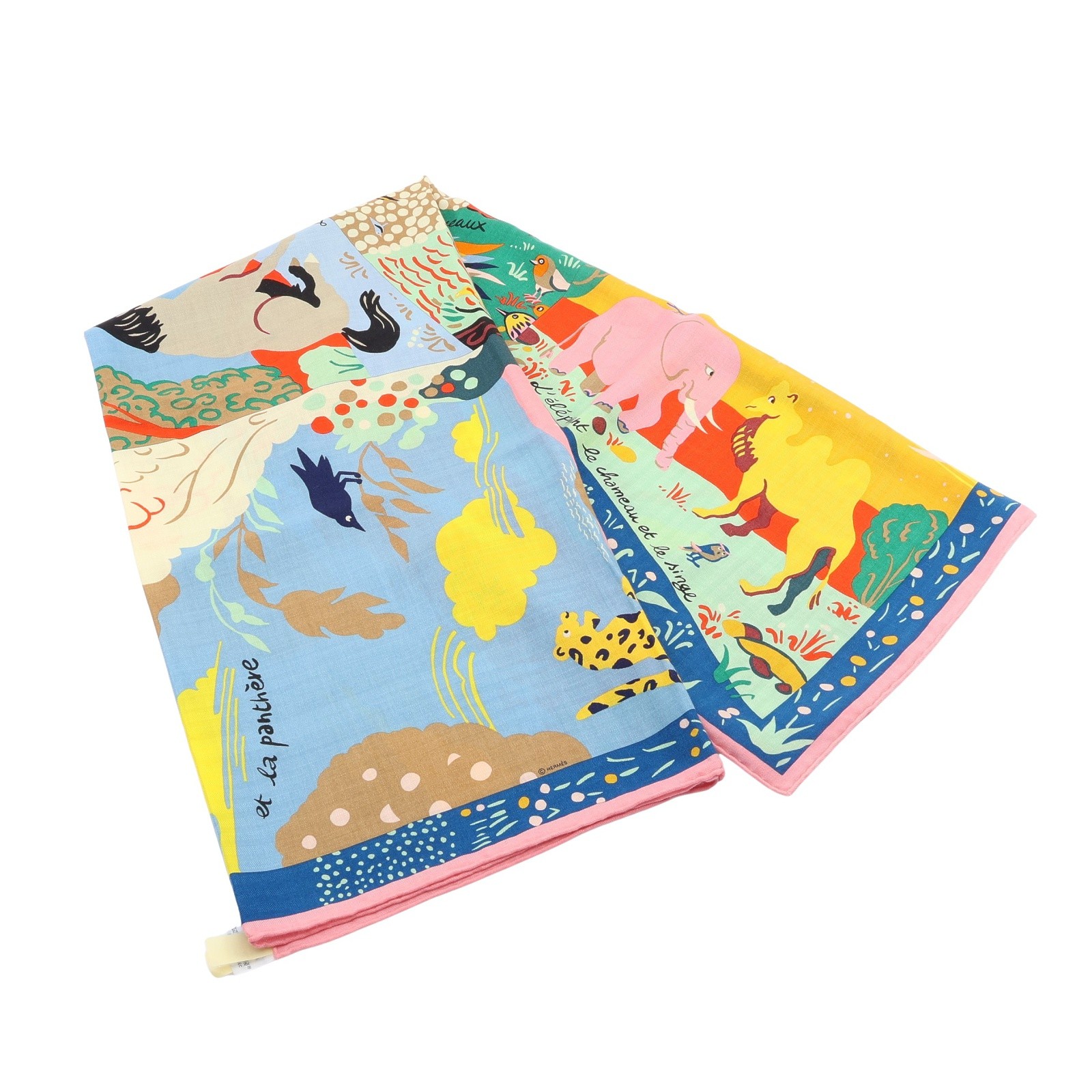 HERMES Le Livre d\'Esope Shawl 140 Multicolor Wool H244073S