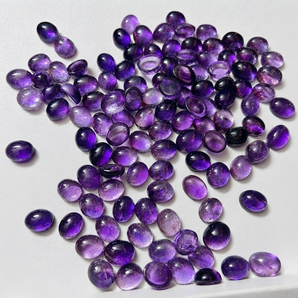 10x8mm Oval Cabochon Natural Amethyst February Birthstone Purple Amethyst 10pcs