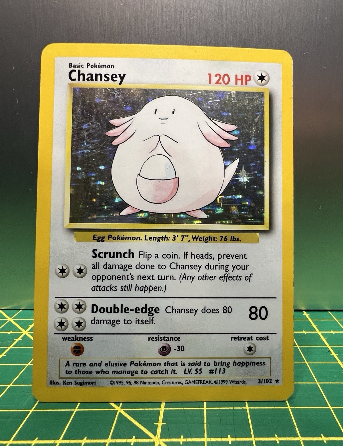 Pokemon TCG Base Set Chansey Holo Rare 003/102 120 HP Basic Ken Sugimori ENG