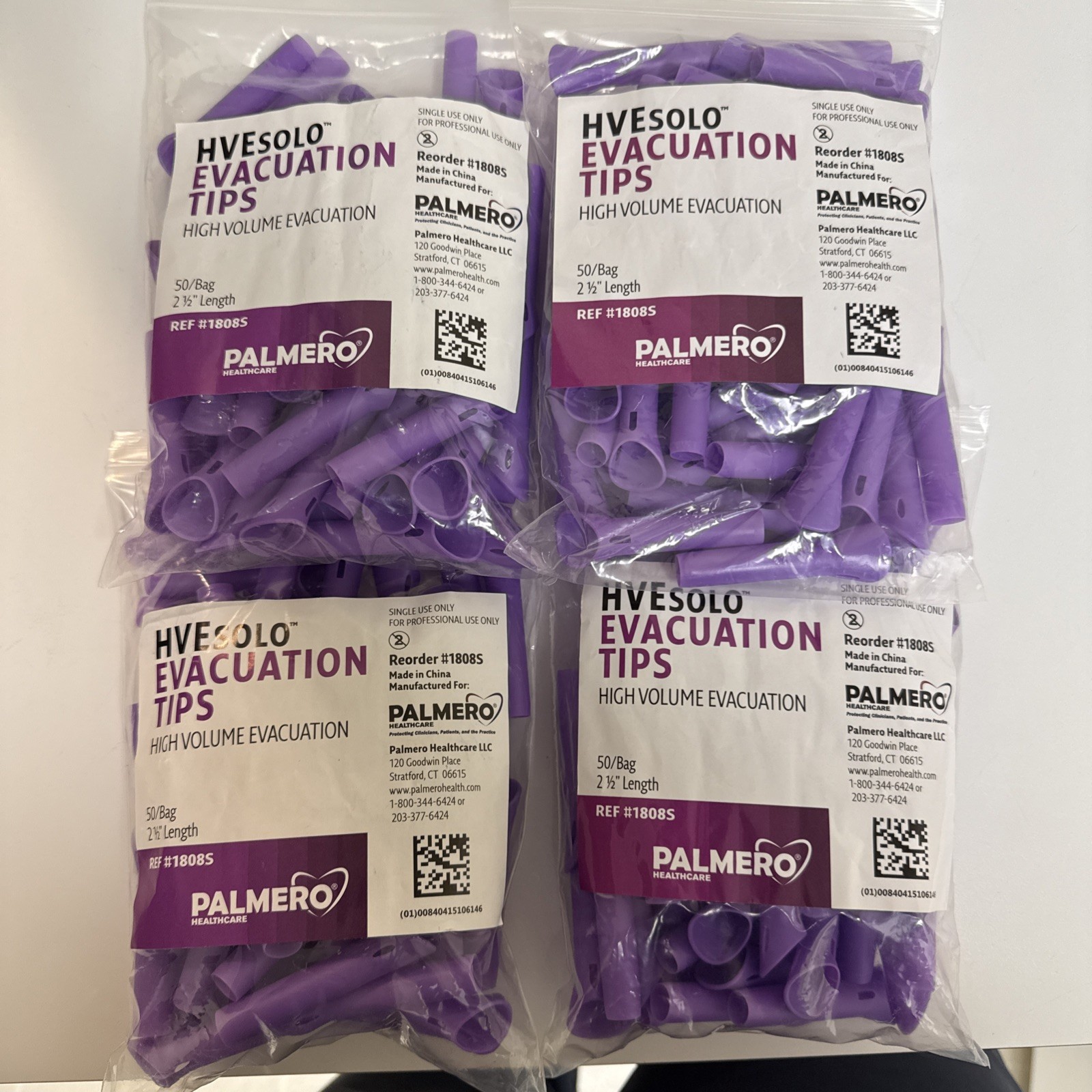 4 BAGS Dental Palmero HVEsolo Suction Evacuation Tips 2.5\ 4 BAGS Dental Palmero HVEsolo Suction Evacuation Tips 2.5\