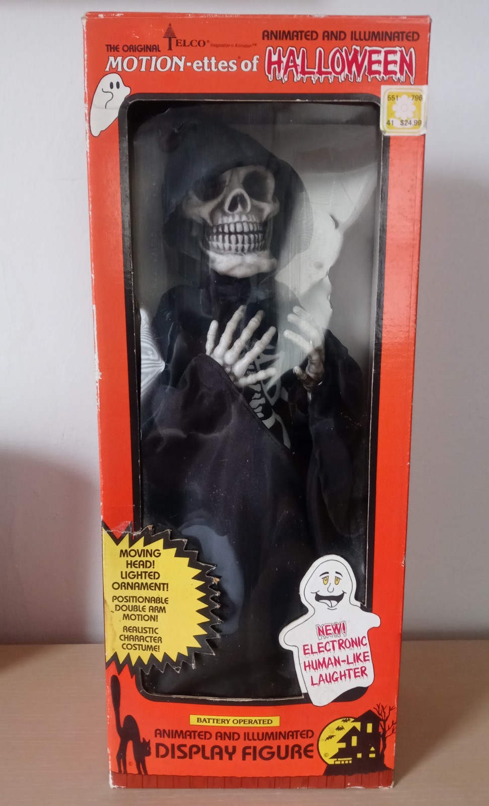 Vintage 1990 Telco Halloween Skeleton Grim Reaper Motionette 18