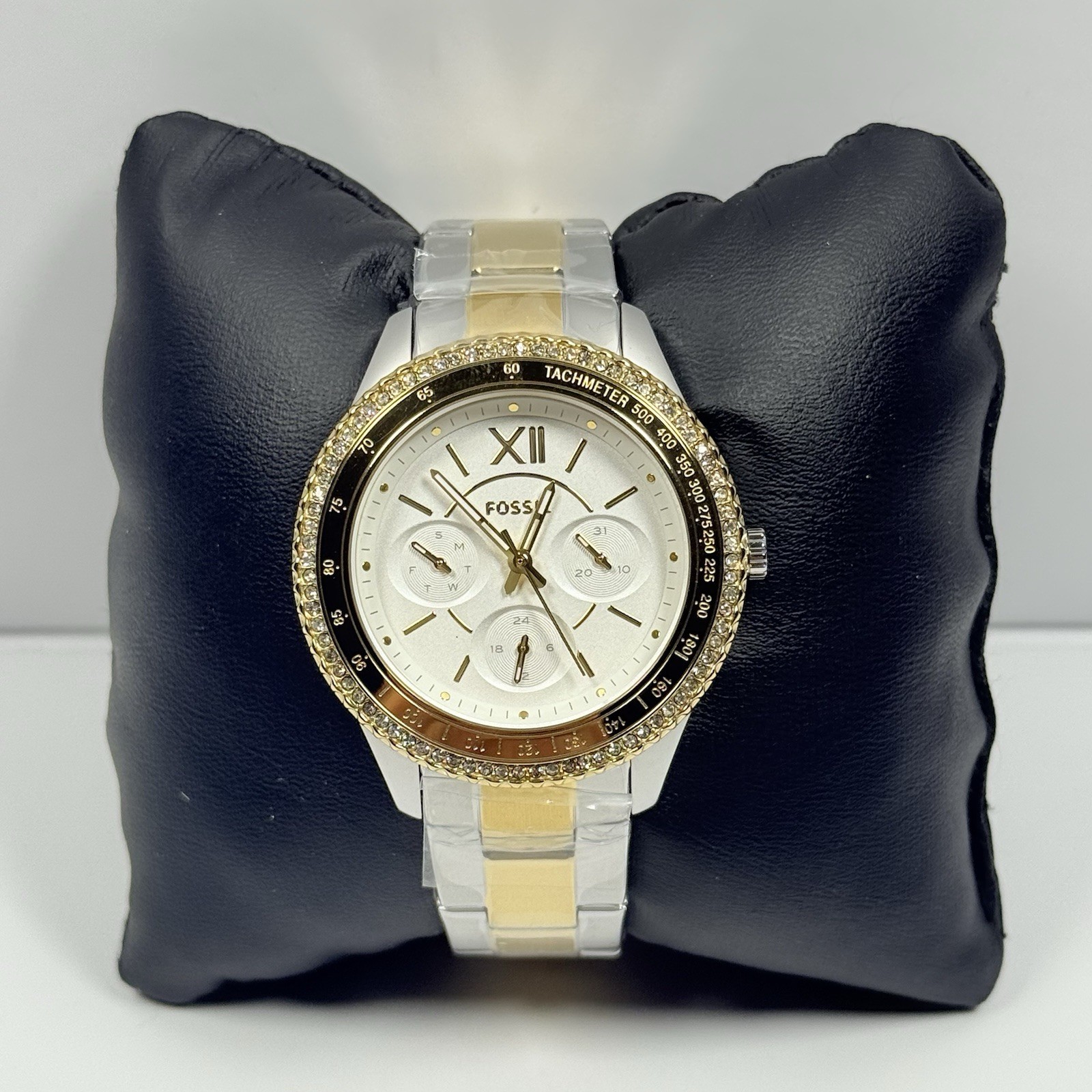 Fossil Stella Sport ES5107 Crystal Stones White Dial Two Tone Women’s Watch