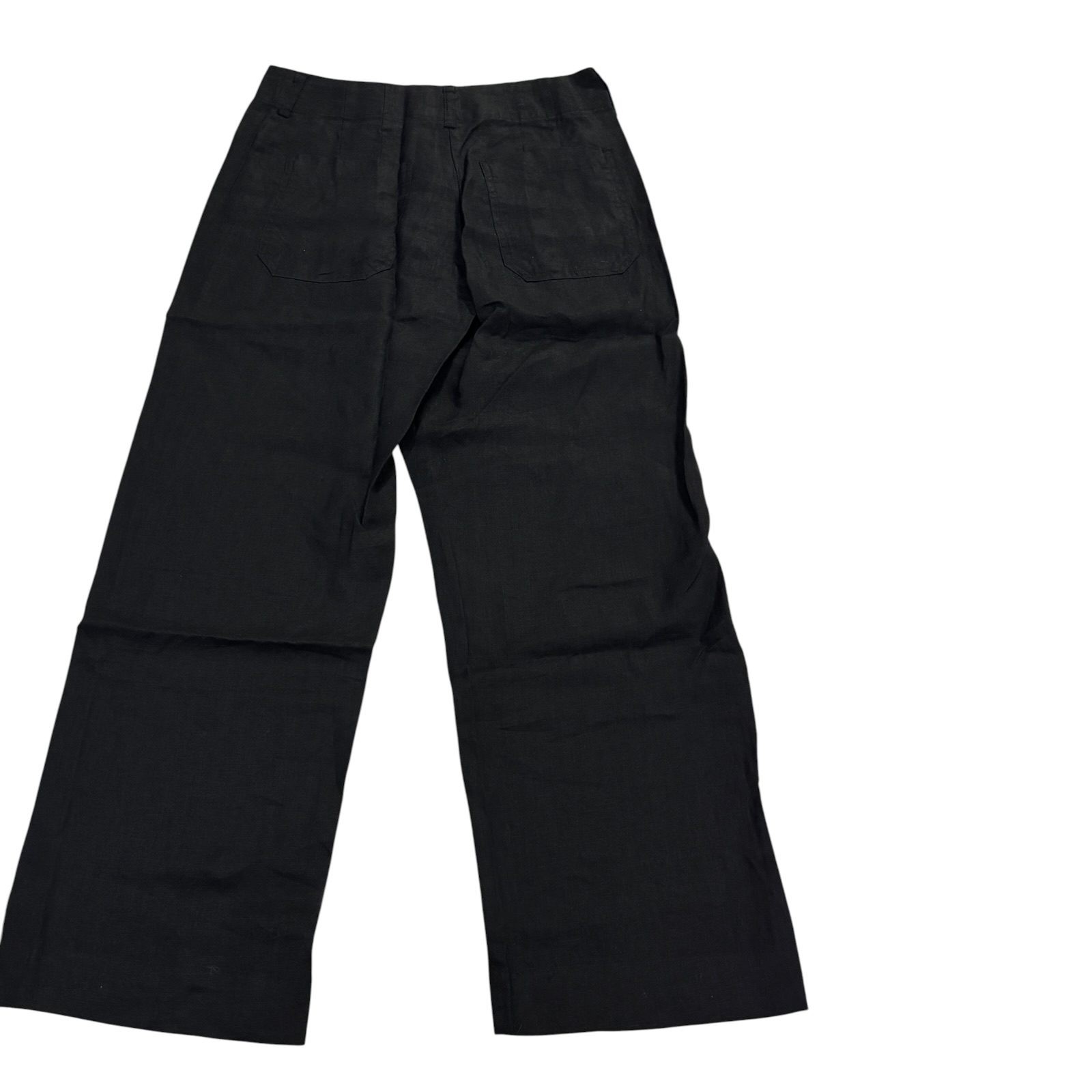 Quince 100% European Linen Patch Pocket Wide Leg Pants Women\'s Size 6 Black NWT