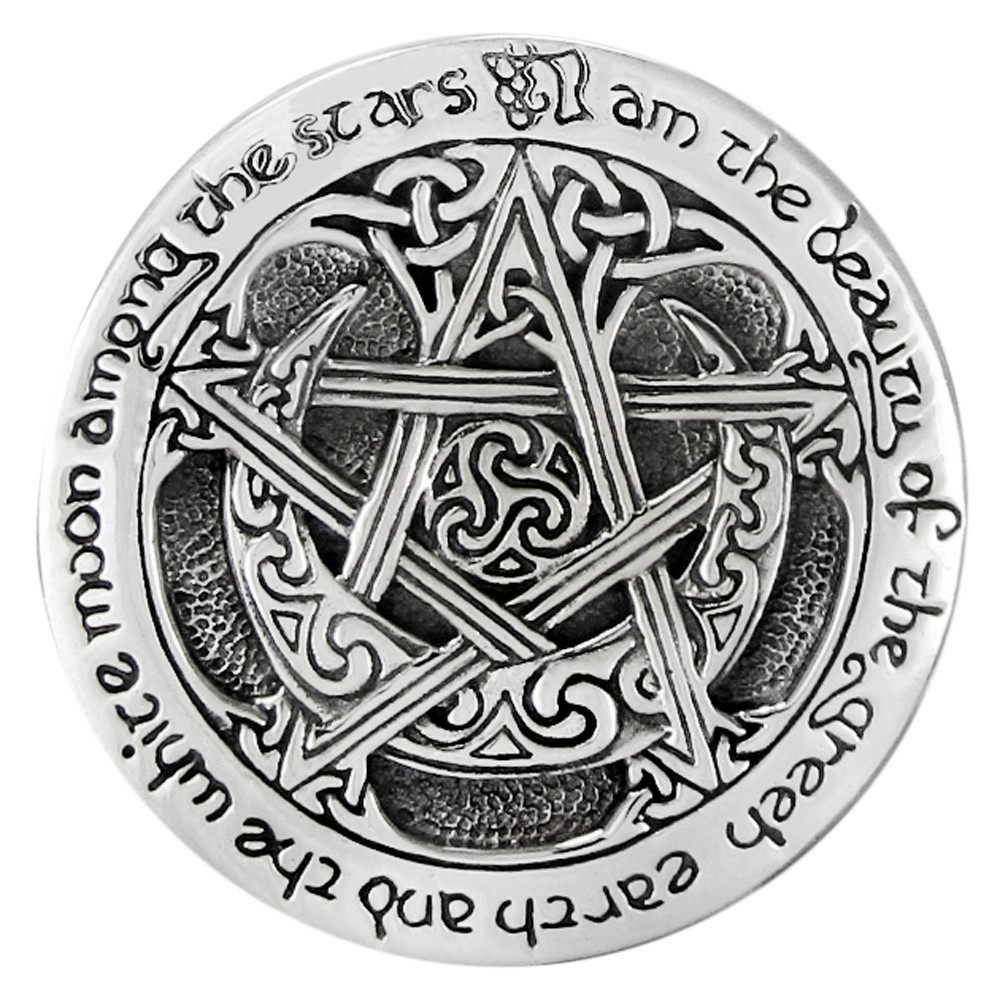 Sterling Silver Moon Pentacle Pentagram Brooch Pin Dryad Design Wiccan Pagan