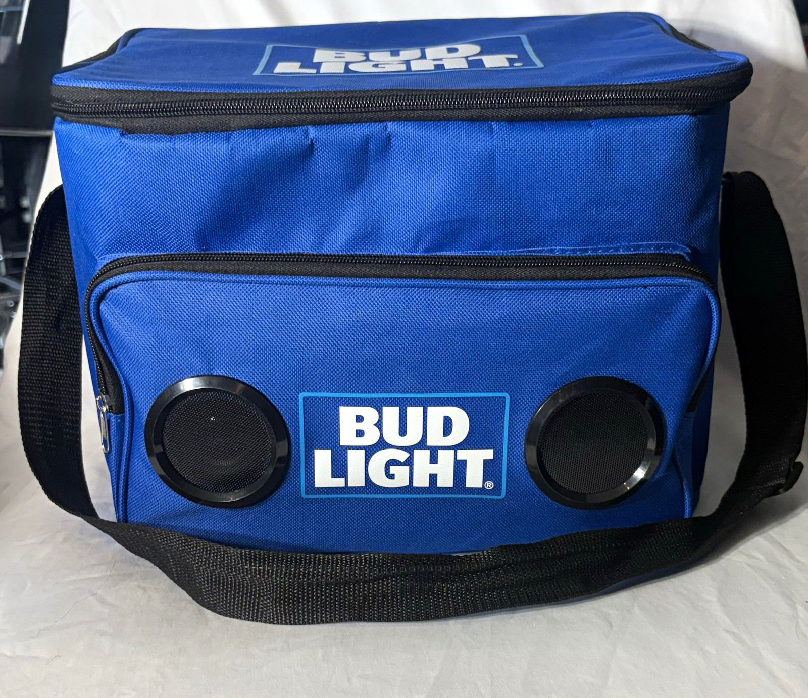 Bud Light Blue Soft-Sided Insulated Cooler Bag w/ Strap, Opener, 2 Koozies Bud Light Blue Soft-Sided Insulated Cooler Bag w/ Strap, Opener, 2 Koozies