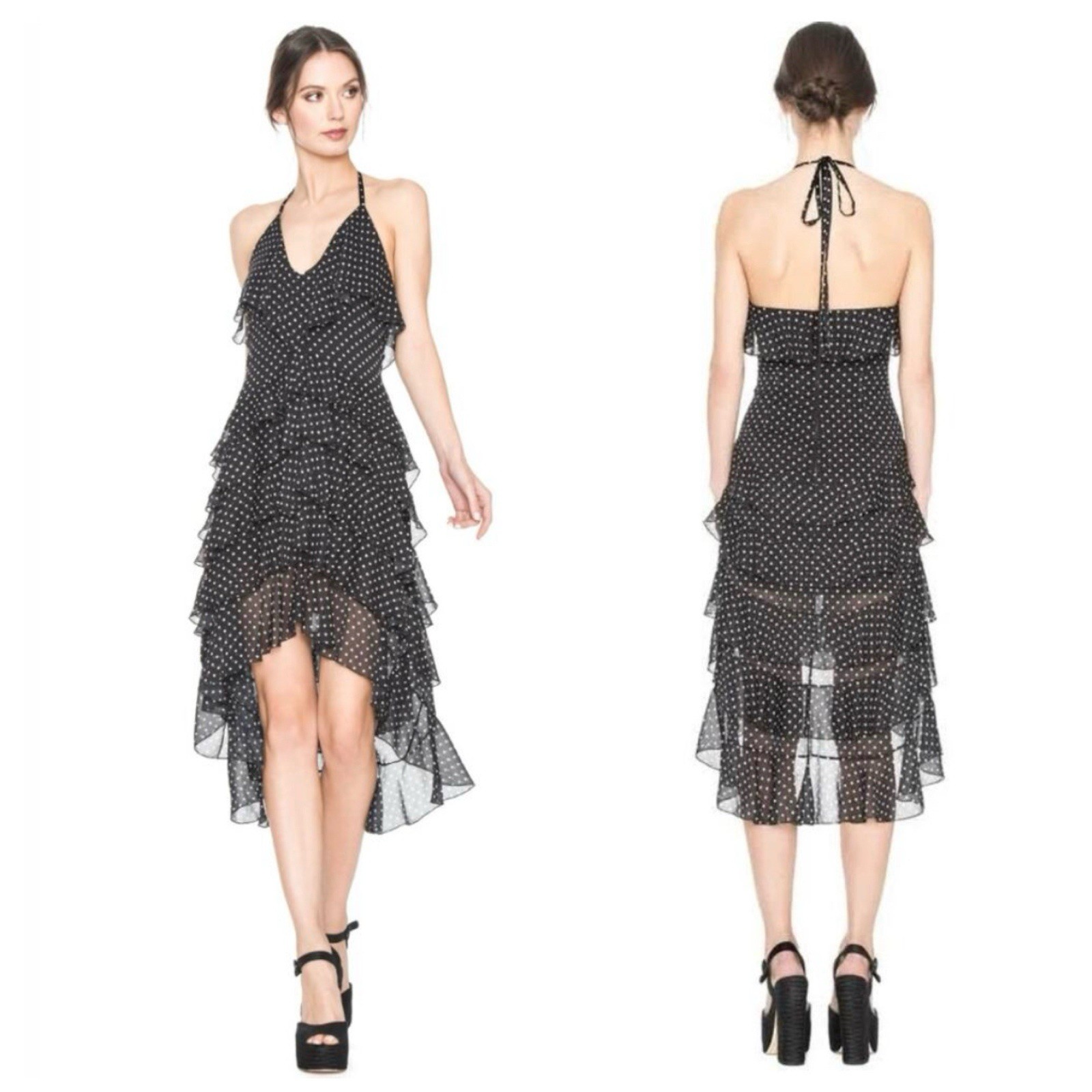 Alice and Olivia Lorilee Midi Tiered/Halter Dress Size 4 ~ NWT