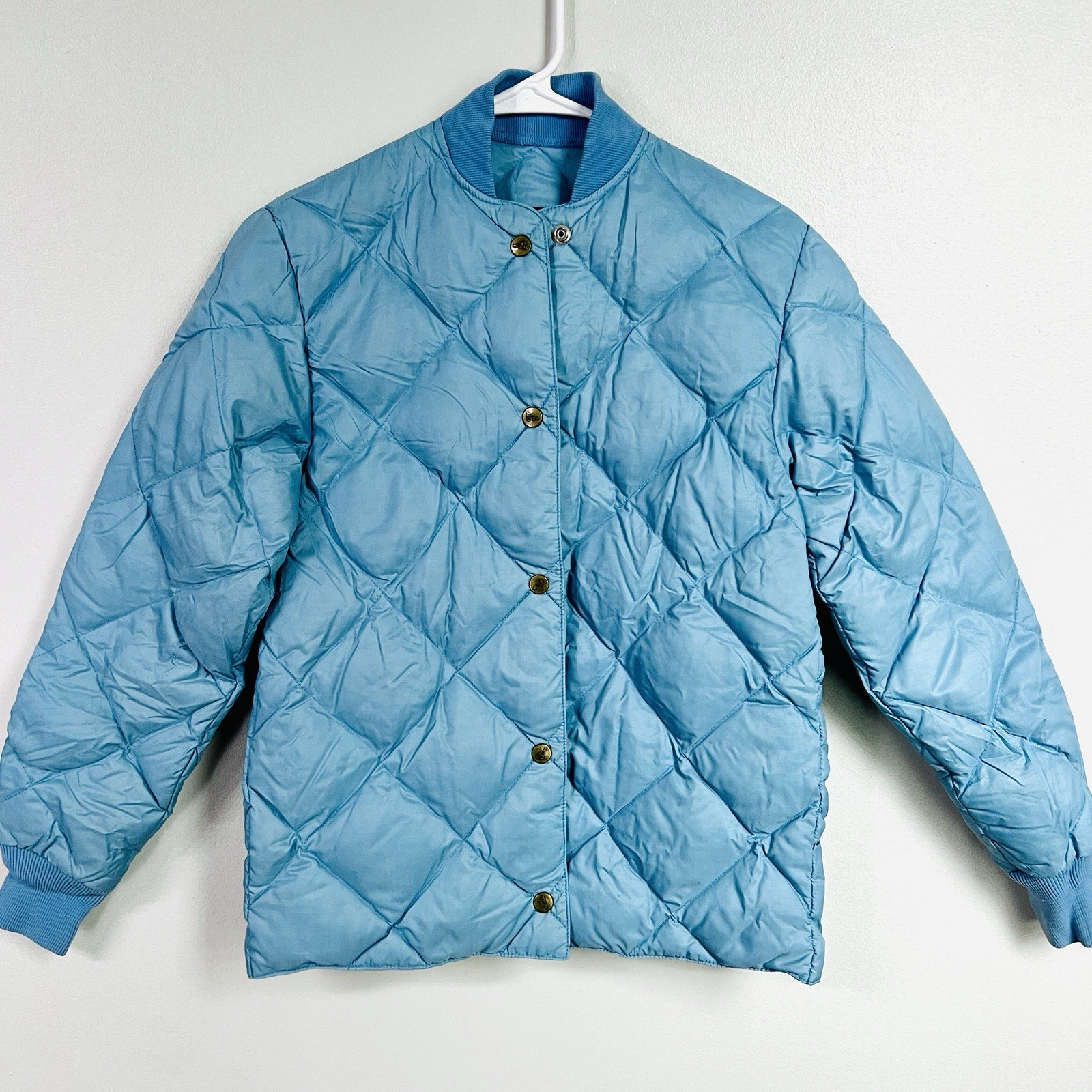 Vintage 70s Eddie Bauer Skyliner Baby Blue Goose Down Puffer Jacket Med Womens