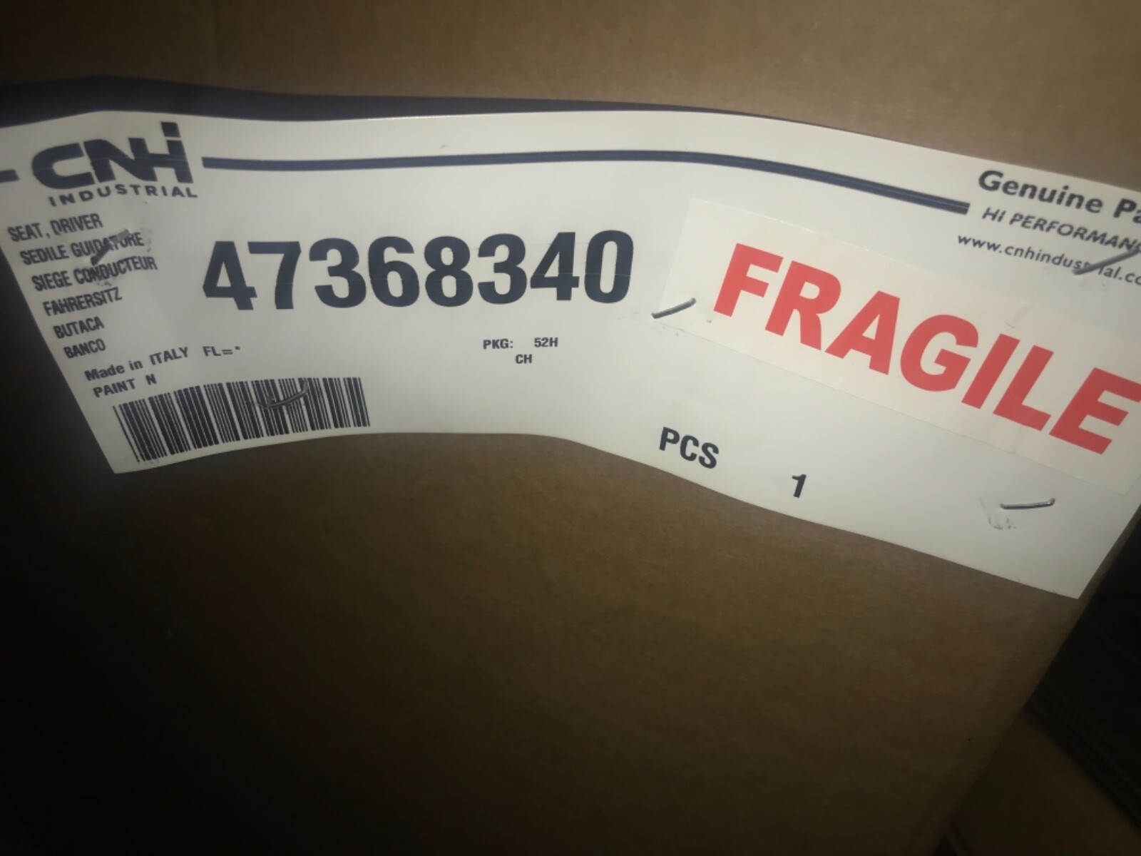 NEW 47368340 CNH GENUINE OEM SEAT, DRIVER NEW 47368340 CNH GENUINE OEM SEAT, DRIVER