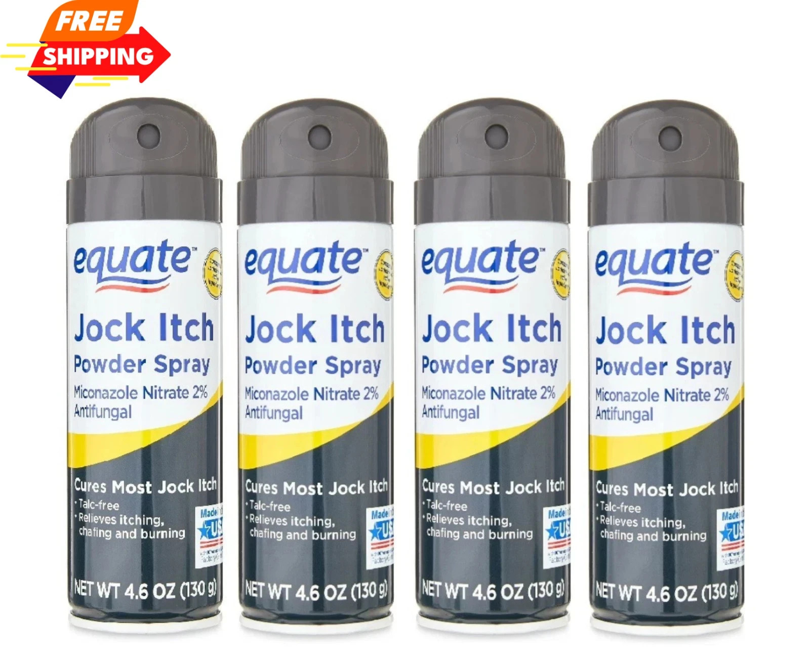 (4 PACK) Equate Jock Itch Relief Powder Spray Antifungal advance formula 4.6 oz