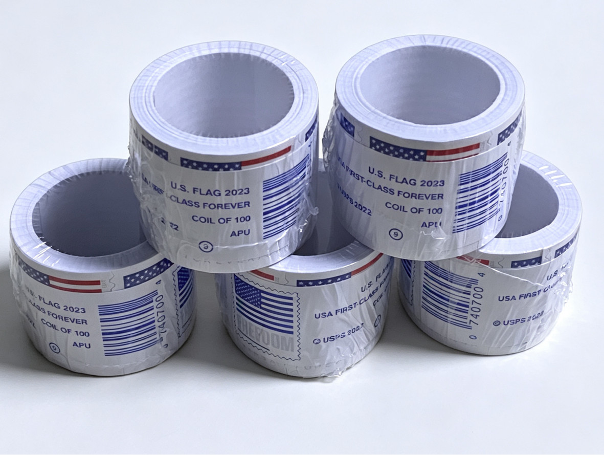 5 Rolls of 100 USPS Postage Stamps, Totaling 500 Pieces 2023 delivery fast
