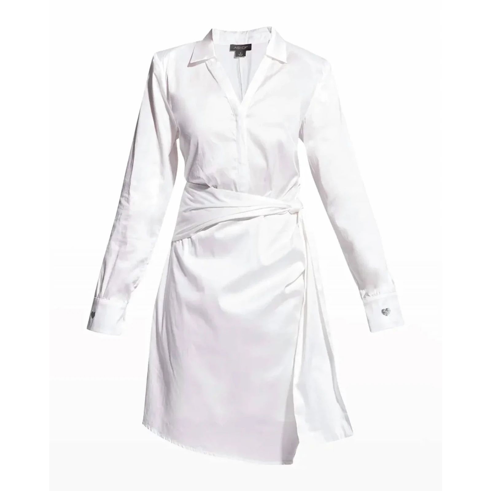 NWT AS by DF Heart On My Sleeve White Wrap Shirt Dress Size L