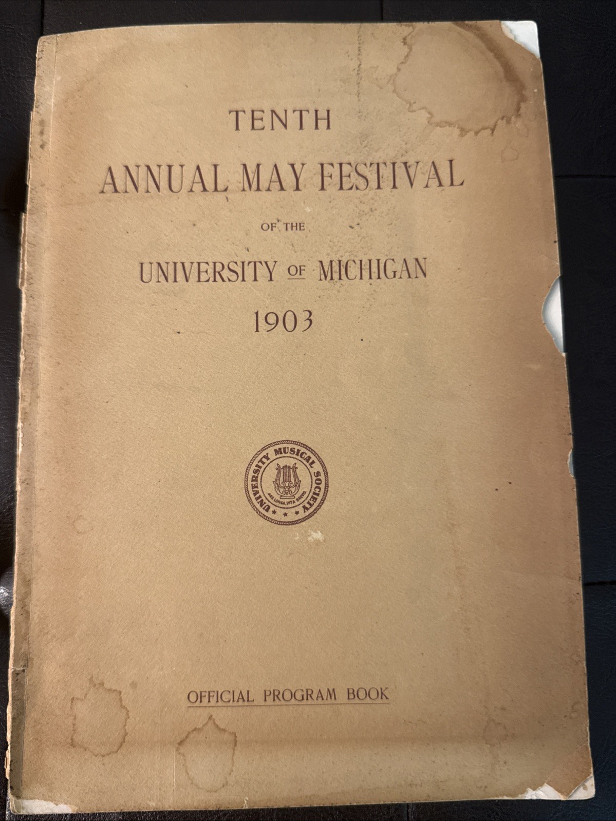 1903 University of Michigan May Festival Official Program Book Antique