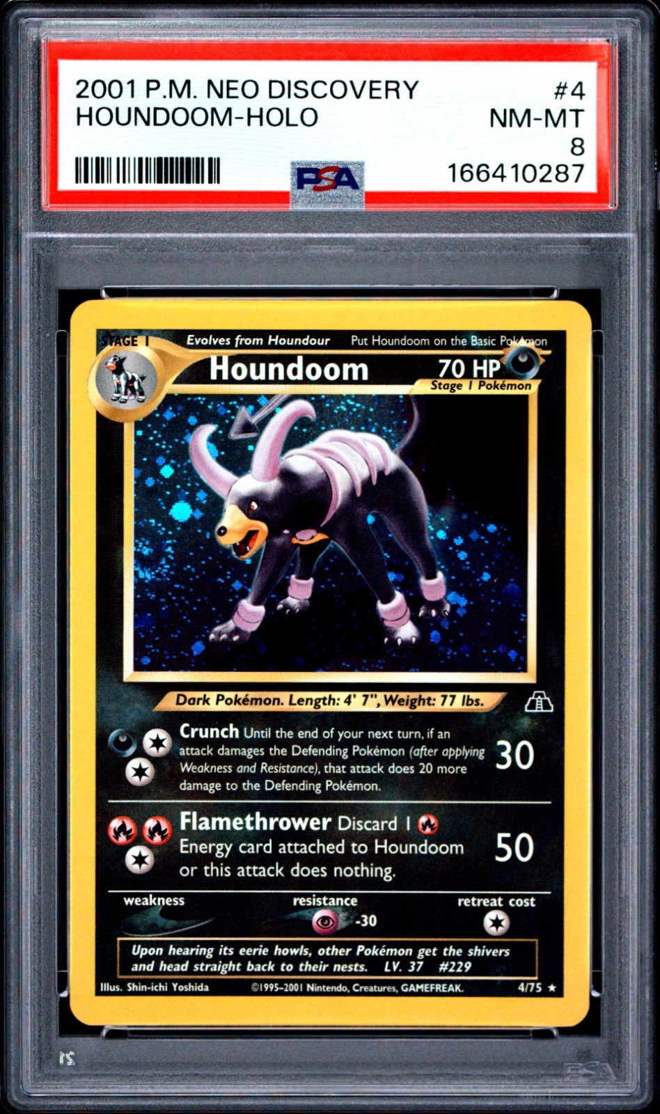 SWIRL 2001 POKEMON NEO DISCOVERY #4 HOUNDOOM-HOLO PSA 8 New Cert