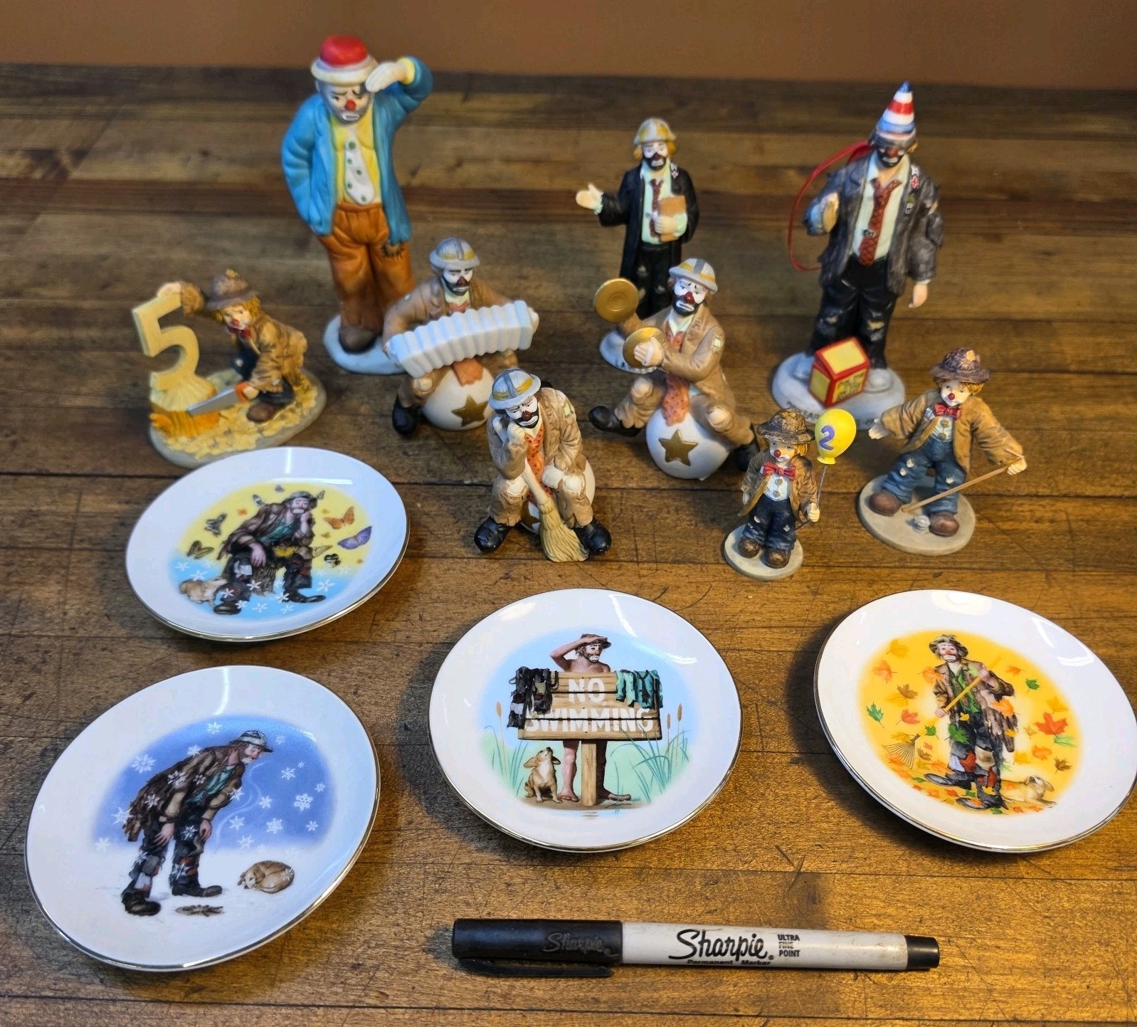 Rare FLAMBRO Emmett Kelly Jr Porcelain CLOWN LOT 13 Pcs ☆ Retired ☆USA