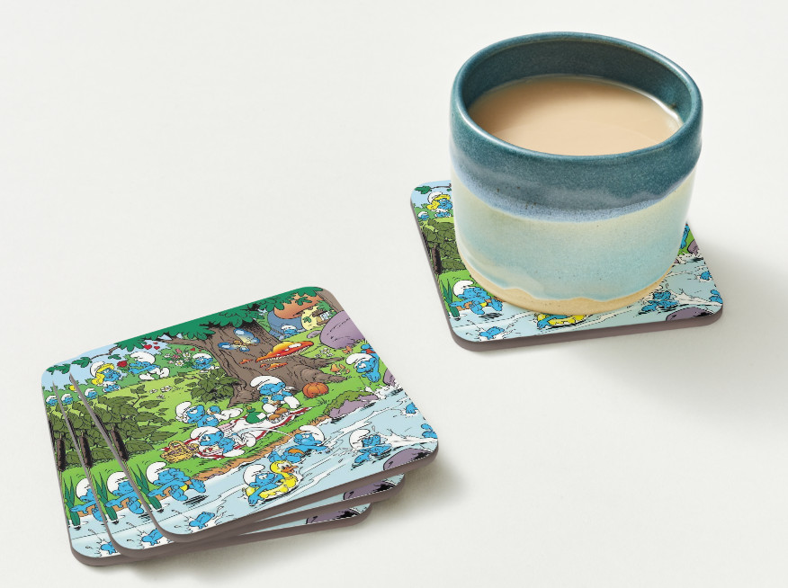 The Smurfs Coasters Set of 4 4x4 in Neoprene Smurf's Summer Vintage Styled