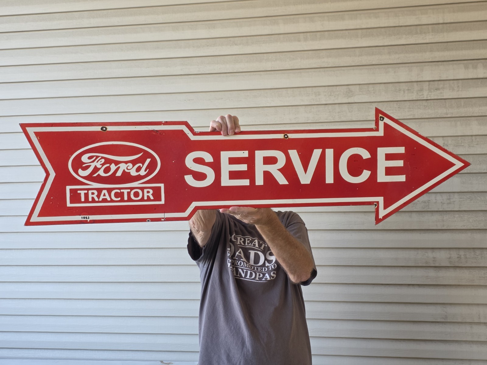 VINTAGE GIANT DOUBLE SIDED FORD TRACTOR SERVICE PORCELAIN SIGN 48\ VINTAGE GIANT DOUBLE SIDED FORD TRACTOR SERVICE PORCELAIN SIGN 48\