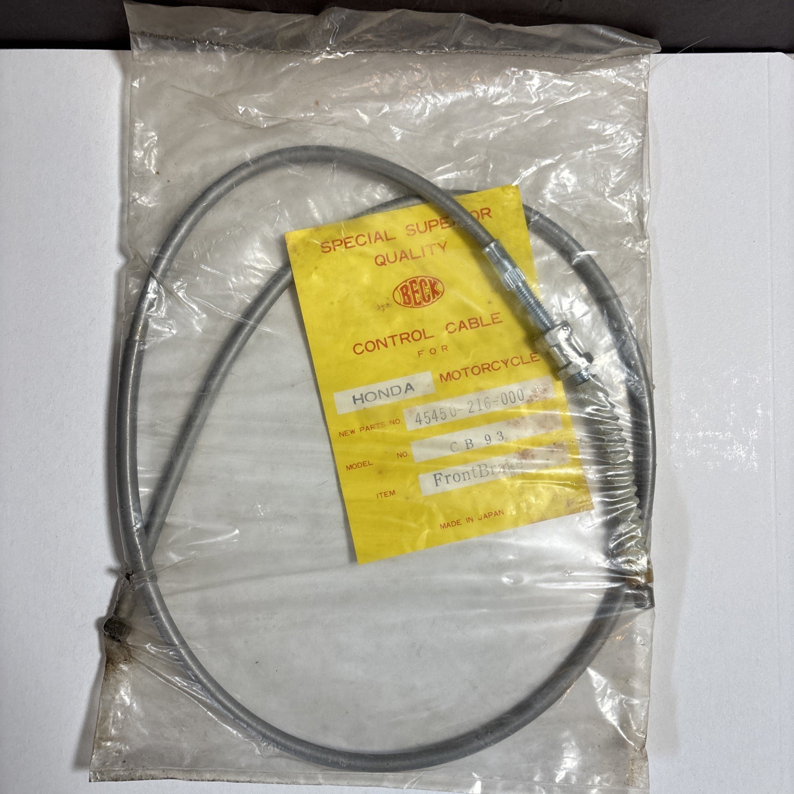 NOS 45450-216-000 Front Brake Cable Gray Honda CB93 CB160 OEM Made in Japan OEM