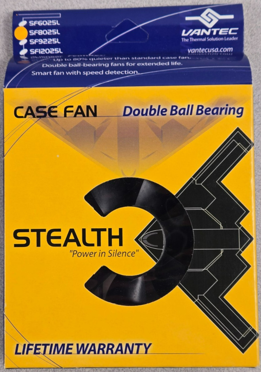 Vantec Stealth SF8025L 80mm Double Ball Bearing Silent Case Fan New (B3)