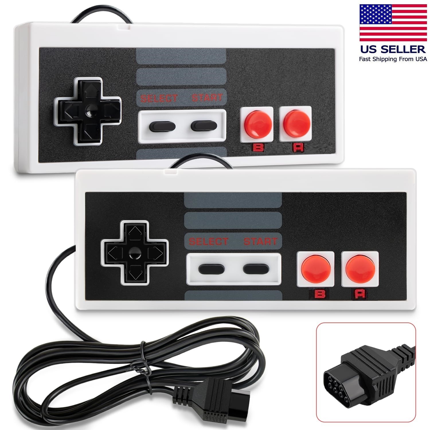 2Pack NES Controller For NES-004 Original Nintendo Console Wired Gamepad Vintage