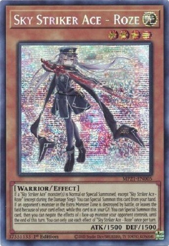 * SKY STRIKER ACE - ROZE * 1ST EDITION PRISMATIC SECRET RARE MP21-EN005 YUGIOH