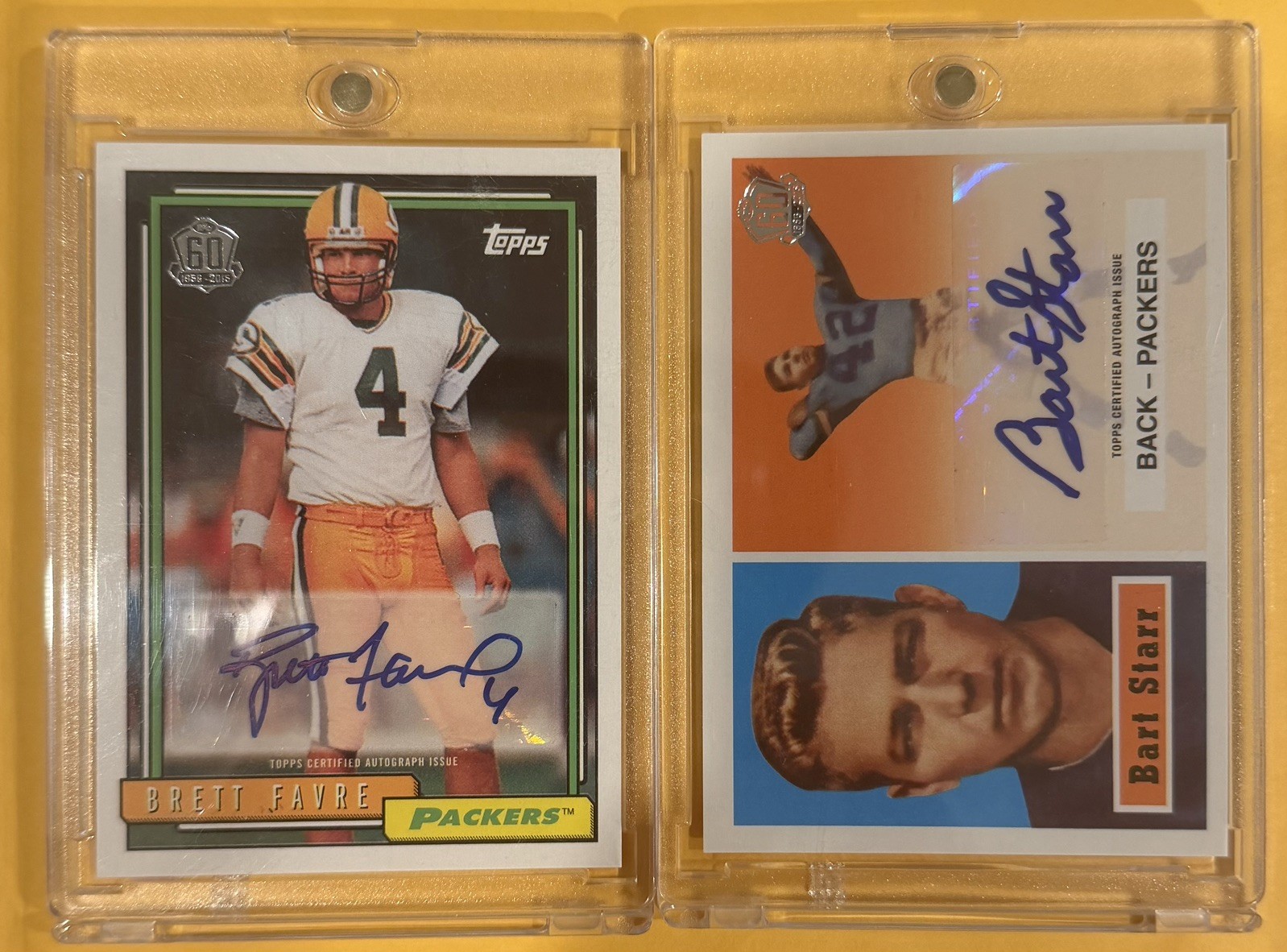2015 Topps 60th Auto - Bart Starr #T60RA-BS - 05/25 Brett Favre #T60RA-BF 1/25