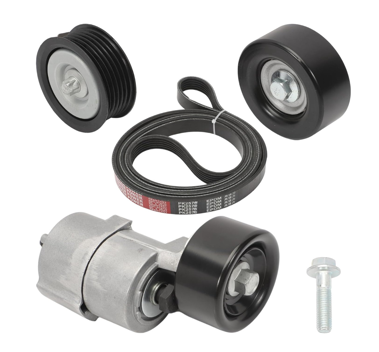 Tensioner & Serpentine V-Ribbed Belt & Idler Pulley Kit for 2.0L 2.4L Sonata Tuc
