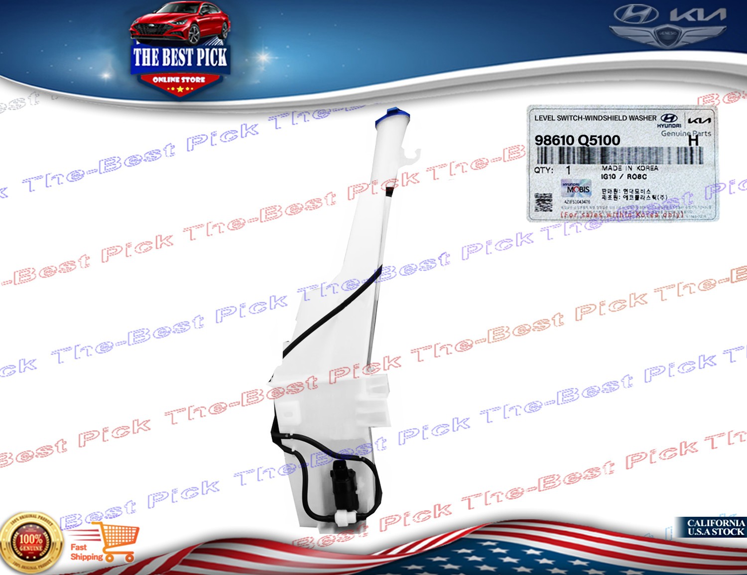 ⭐GENUINE⭐OEM Washer Windshield Reservoir + MOTOR 2020-2023 Kia Seltos 98610Q5100