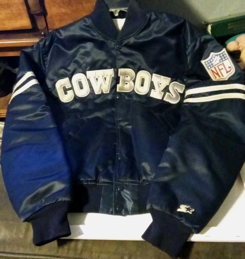 Vintage 90s DALLAS COWBOYS Starter Satin Bomber Jacket Men Size L - VERY GOOD 