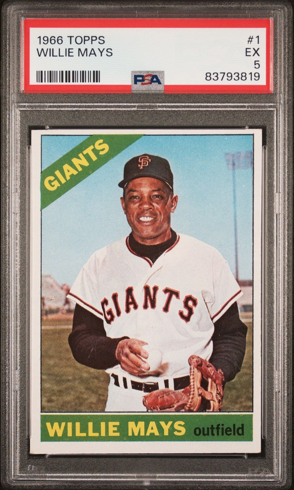 Graded 1966 Topps Willie Mays #1 Baseball Card PSA 5 Excellent Graded 1966 Topps Willie Mays #1 Baseball Card PSA 5 Excellent