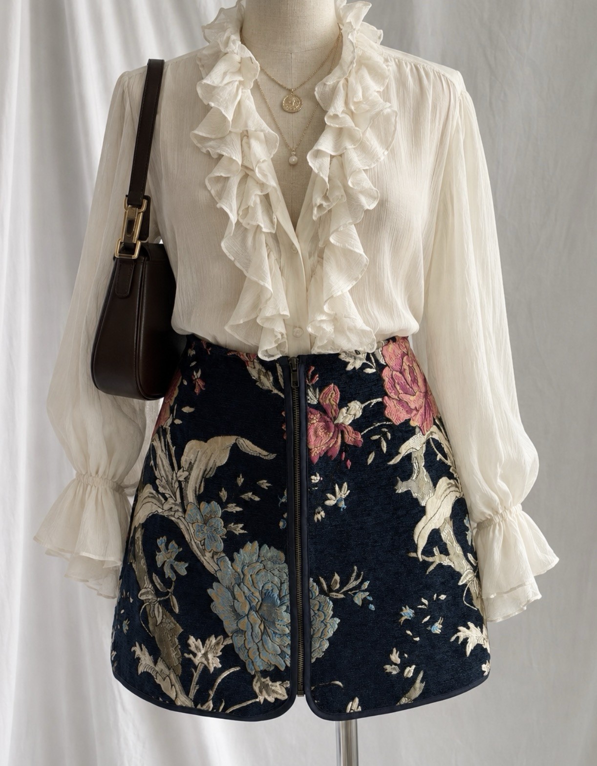 NWT Jack by BB Dakota Floral Brocade Tapestry A-Line Mini Skirt | Size 8