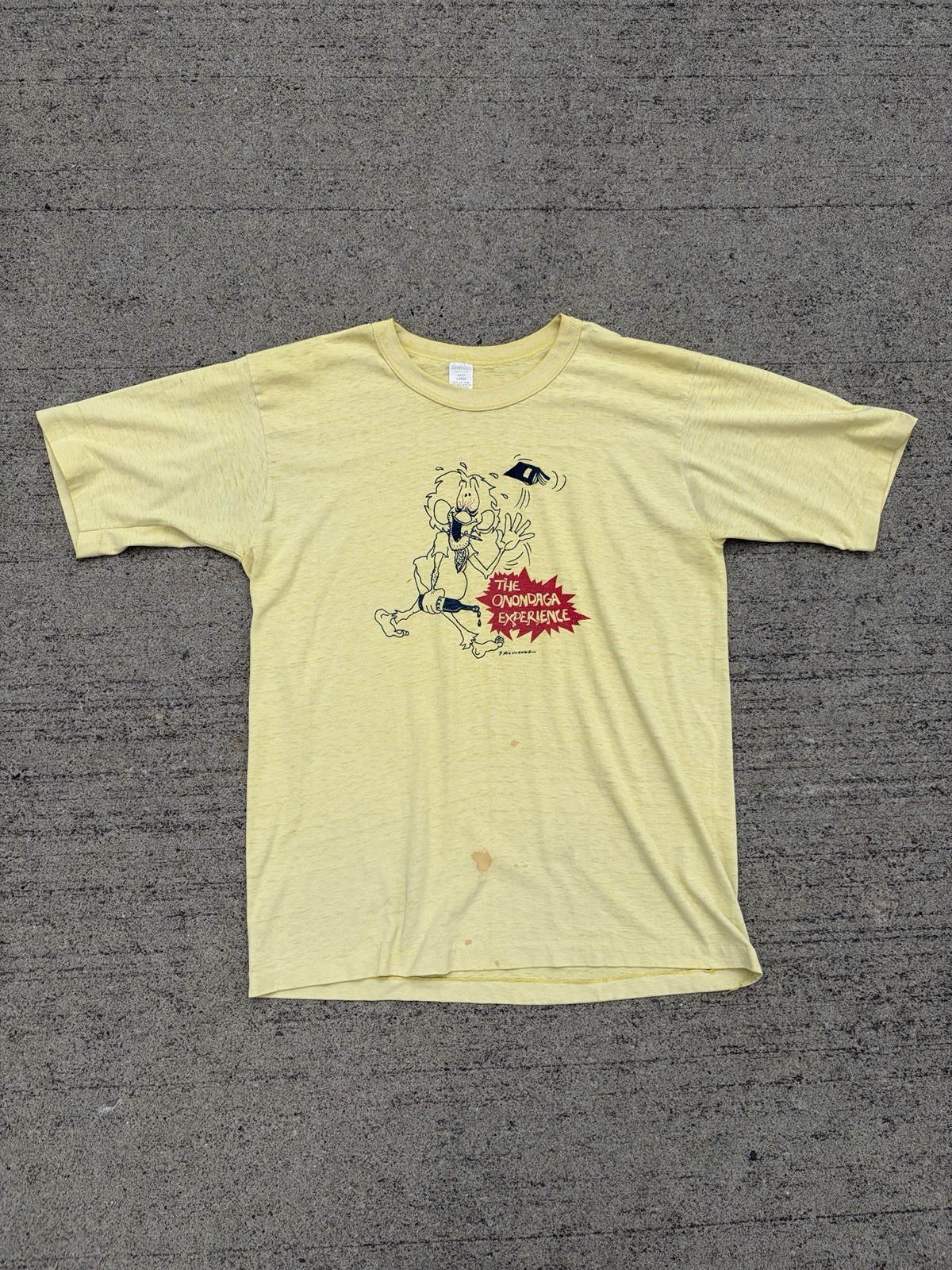 Vintage 1970s Thrashed Onondaga University Stoner Party T Shirt Size Large USA Vintage 1970s Thrashed Onondaga University Stoner Party T Shirt Size Large USA
