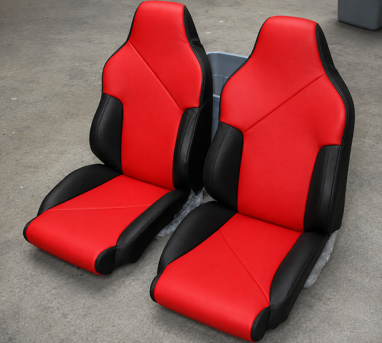 for 1994-1996 CHEVY CORVETTE C4 SPORT S.LEATHER PAIR SEAT COVERS BLACK/RED