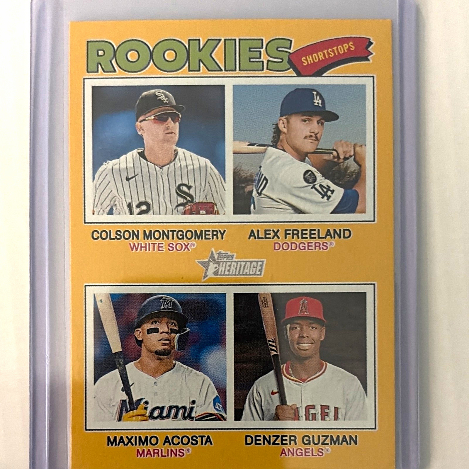 Topps 2026 Heritage Quad Rookies Dark Yellow Border #390 Montgomery Acosta
