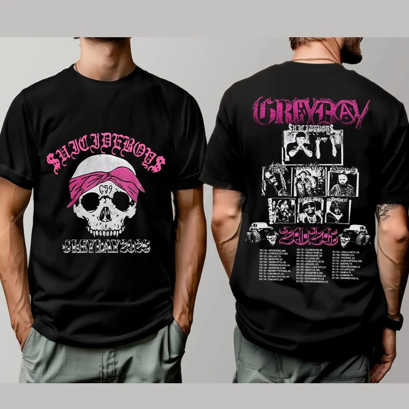 Suicideboys Grey Day Tour 2026 Rap Concert Graphic T-Shirt S-5XL