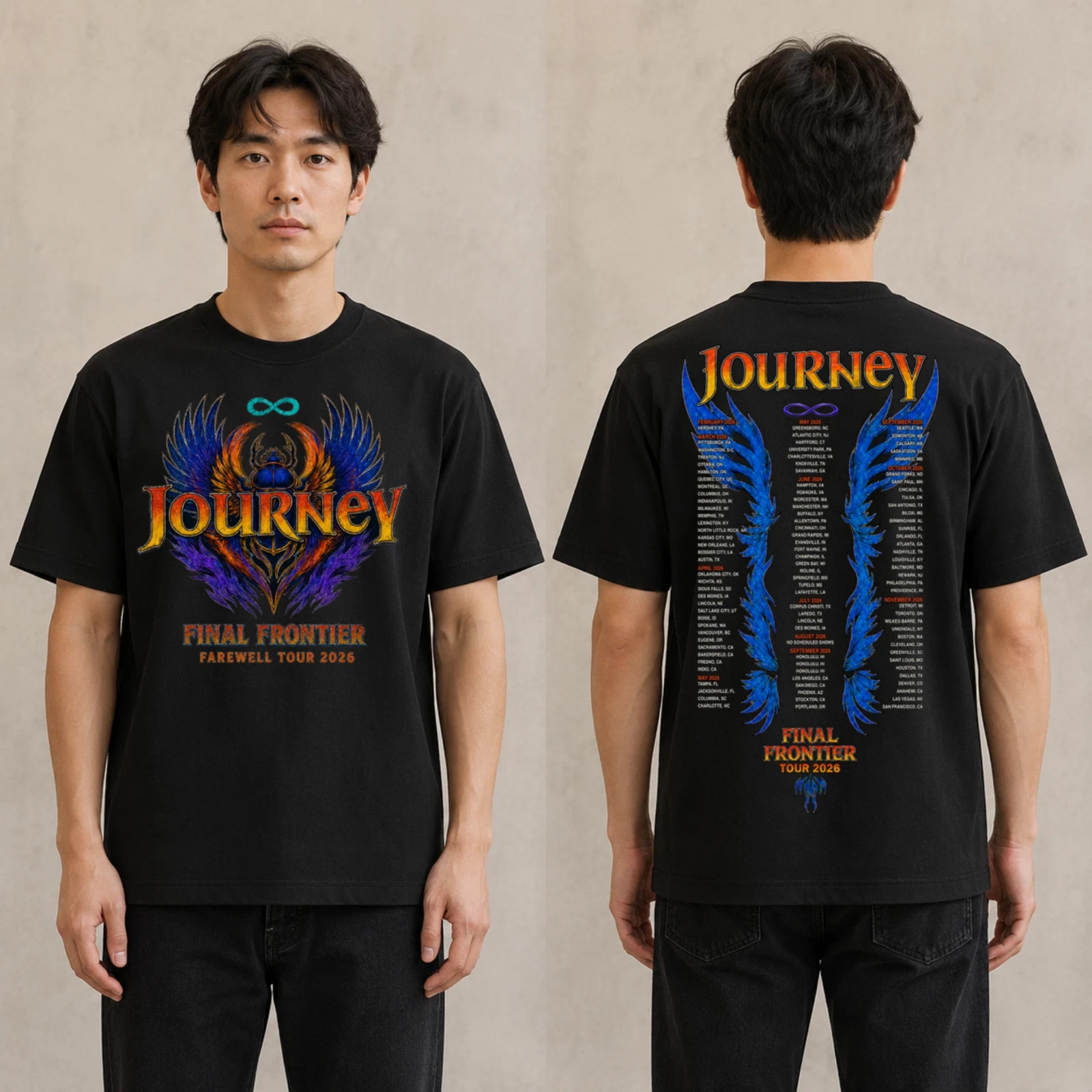 Journey Final Frontier Farewell Tour 2026 T-Shirt Front Back Rock Tee