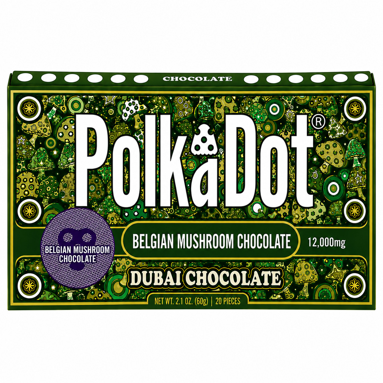 PolkaDot Mushroom Belgian Milk - Dubai 12,000mg 20 pieces | Authentic PolkaDot Mushroom Belgian Milk - Dubai 12,000mg 20 pieces | Authentic