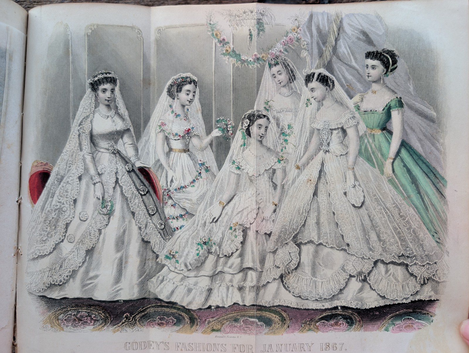 1867 Godey’s Lady’s Book COMPLETE YEAR 12 Color Fashion Plates Victorian