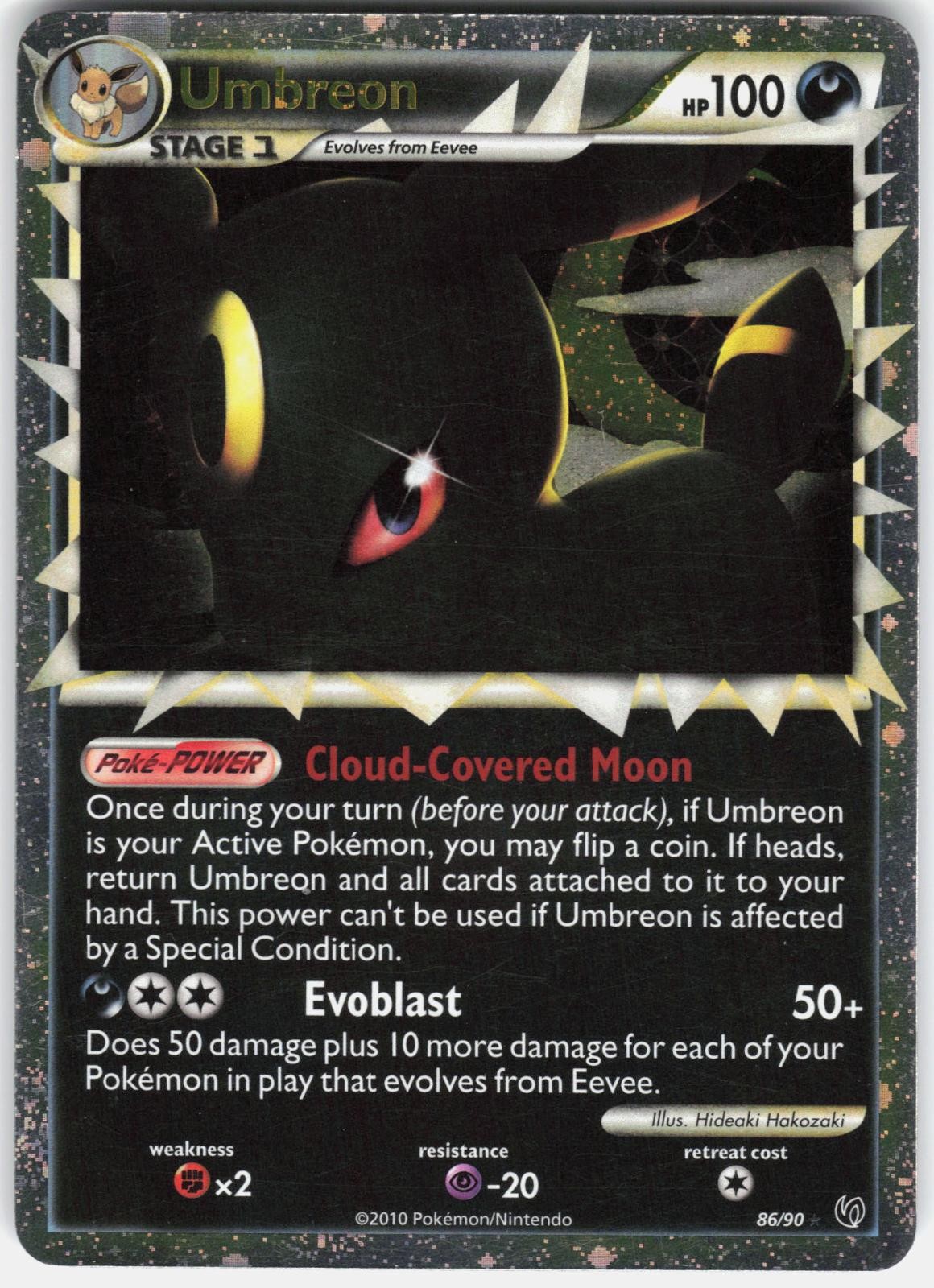 Umbreon 86/90 Prime Rare HGSS Undaunted Pokemon Holo Lightly Played