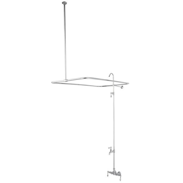 Kingston Brass Clawfoot Tub Kit Shower Riser, Enclosure, 3 Handle Chrome Faucet