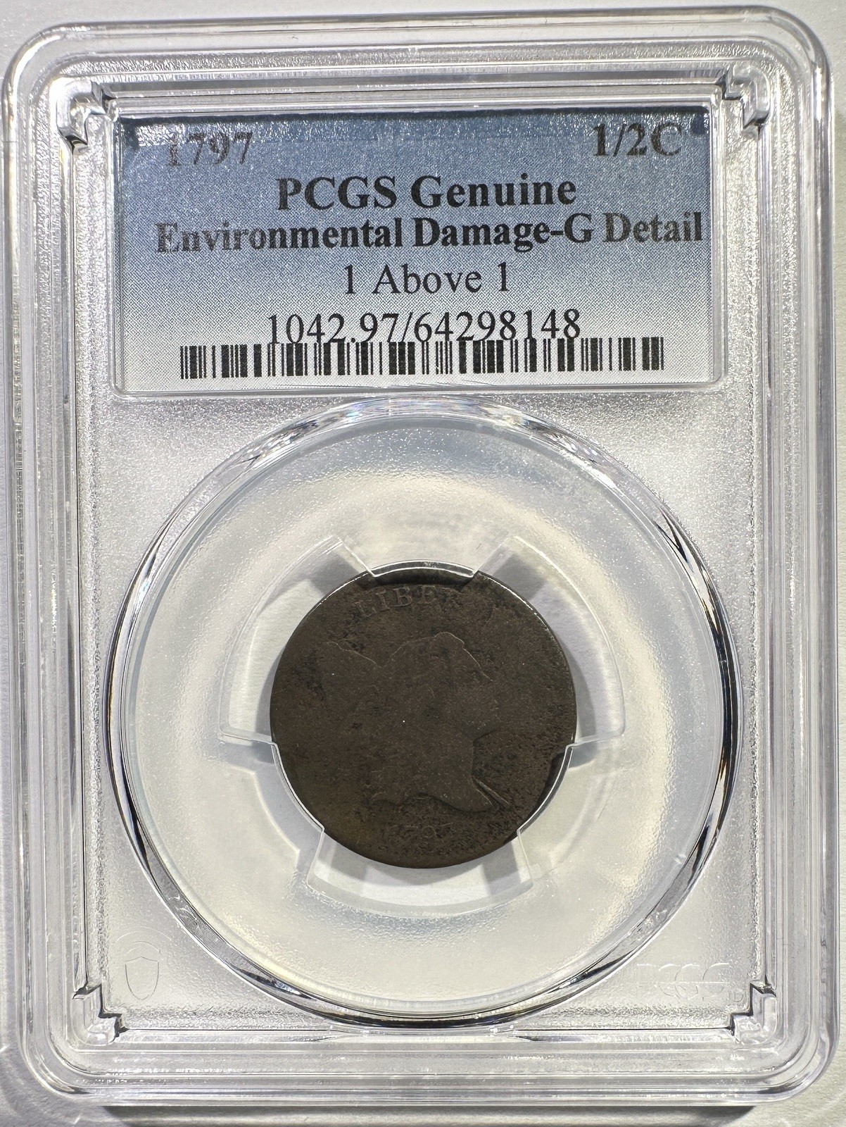 1797 Liberty Cap Half Cent 1 Above 1 PCGS G Details Rare Type Coin 1797 Liberty Cap Half Cent 1 Above 1 PCGS G Details Rare Type Coin