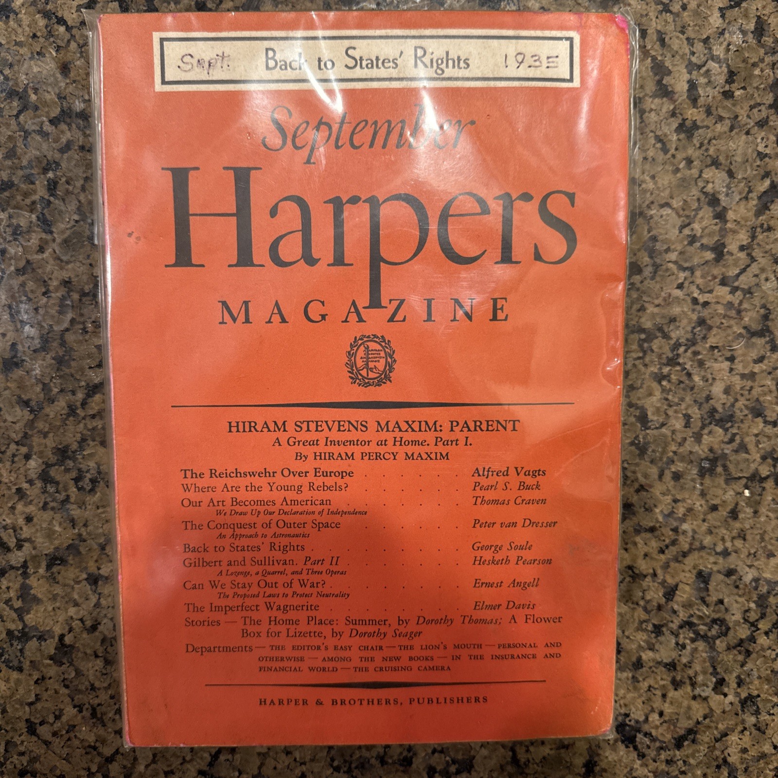 Harper\'s Magazine Sep 1935 back to State’s Rights Pearl S. Buck Harper\'s Magazine Sep 1935 back to State’s Rights Pearl S. Buck