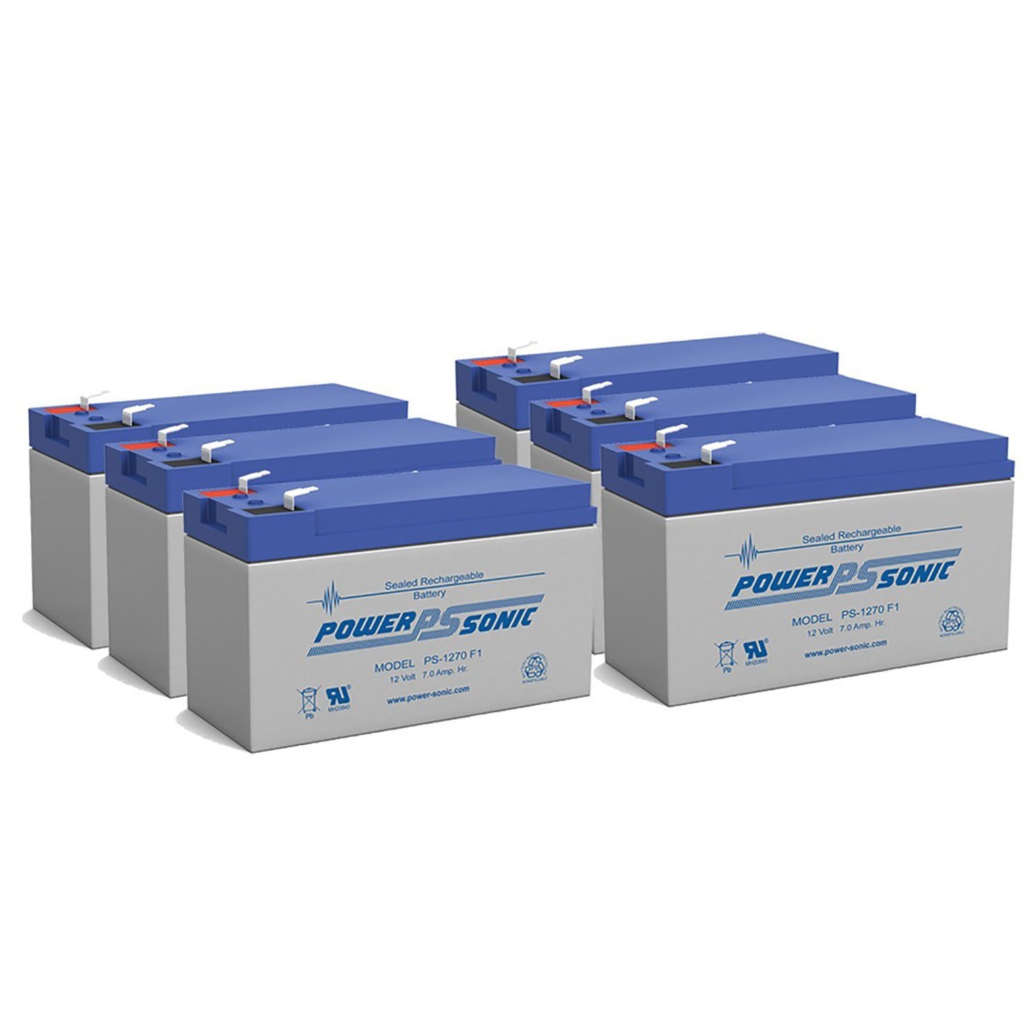 Power-Sonic 12V 7Ah Battery Replacement for PowerStar PS12-7-20 - 6 Pack