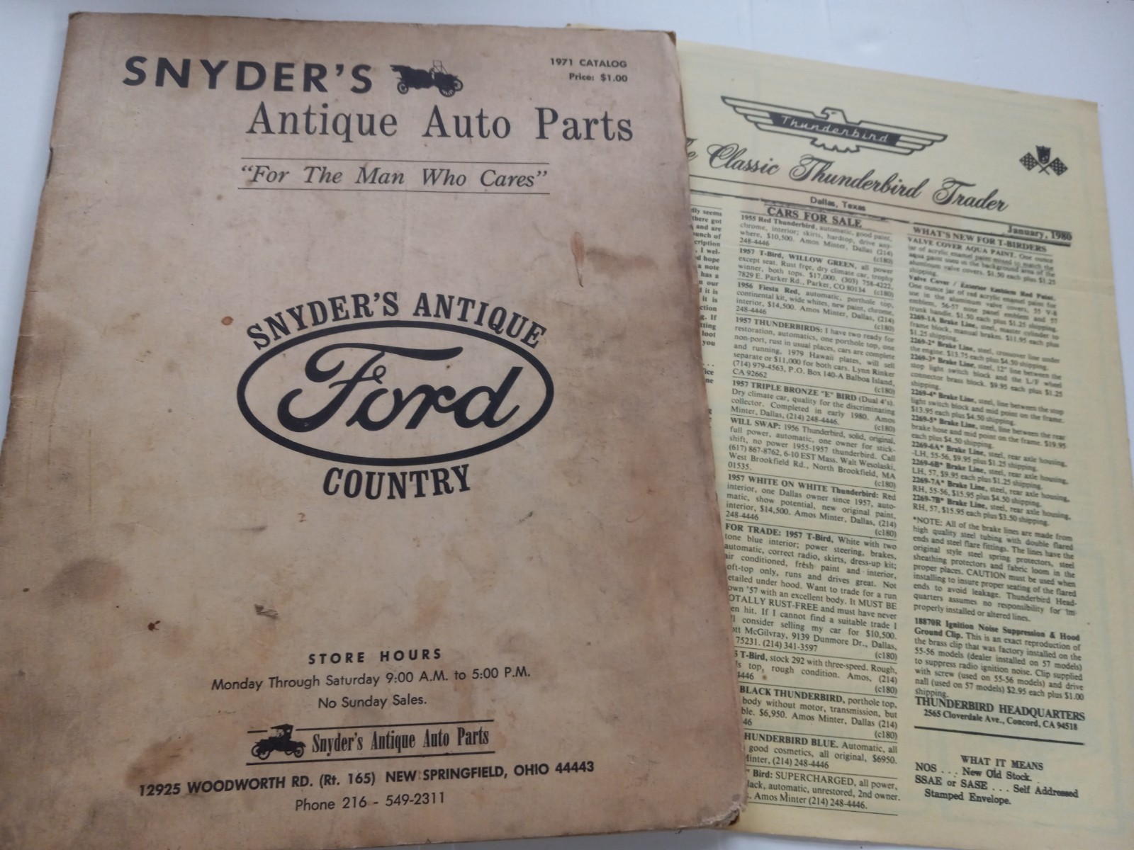 Vintage 1971 Snyder\'s FORD Antique Auto Parts Catalogue & Thunderbird Newsletter Vintage 1971 Snyder\'s FORD Antique Auto Parts Catalogue & Thunderbird Newsletter