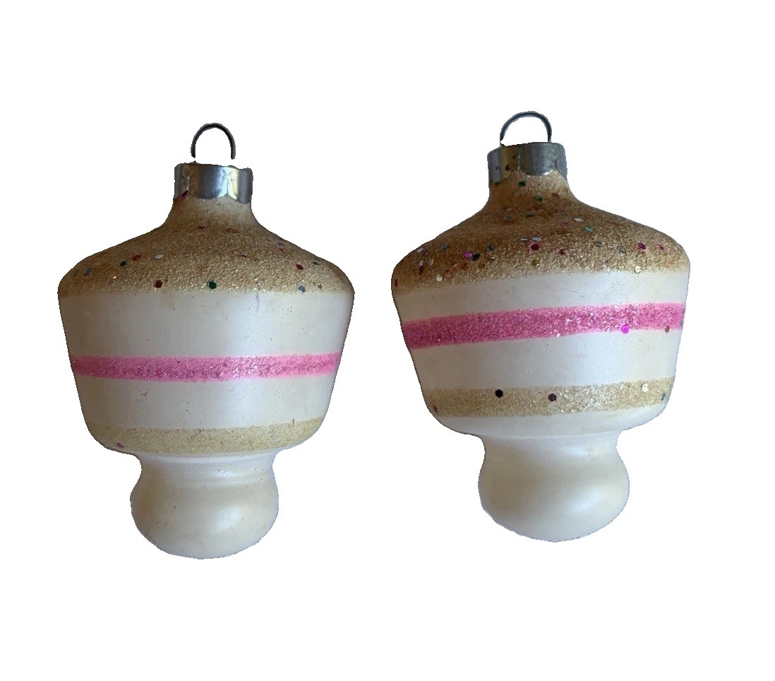 Vintage UFO Tornado Mercury Glass Christmas Ornaments Clear Mica Made In USA Vintage UFO Tornado Mercury Glass Christmas Ornaments Clear Mica Made In USA