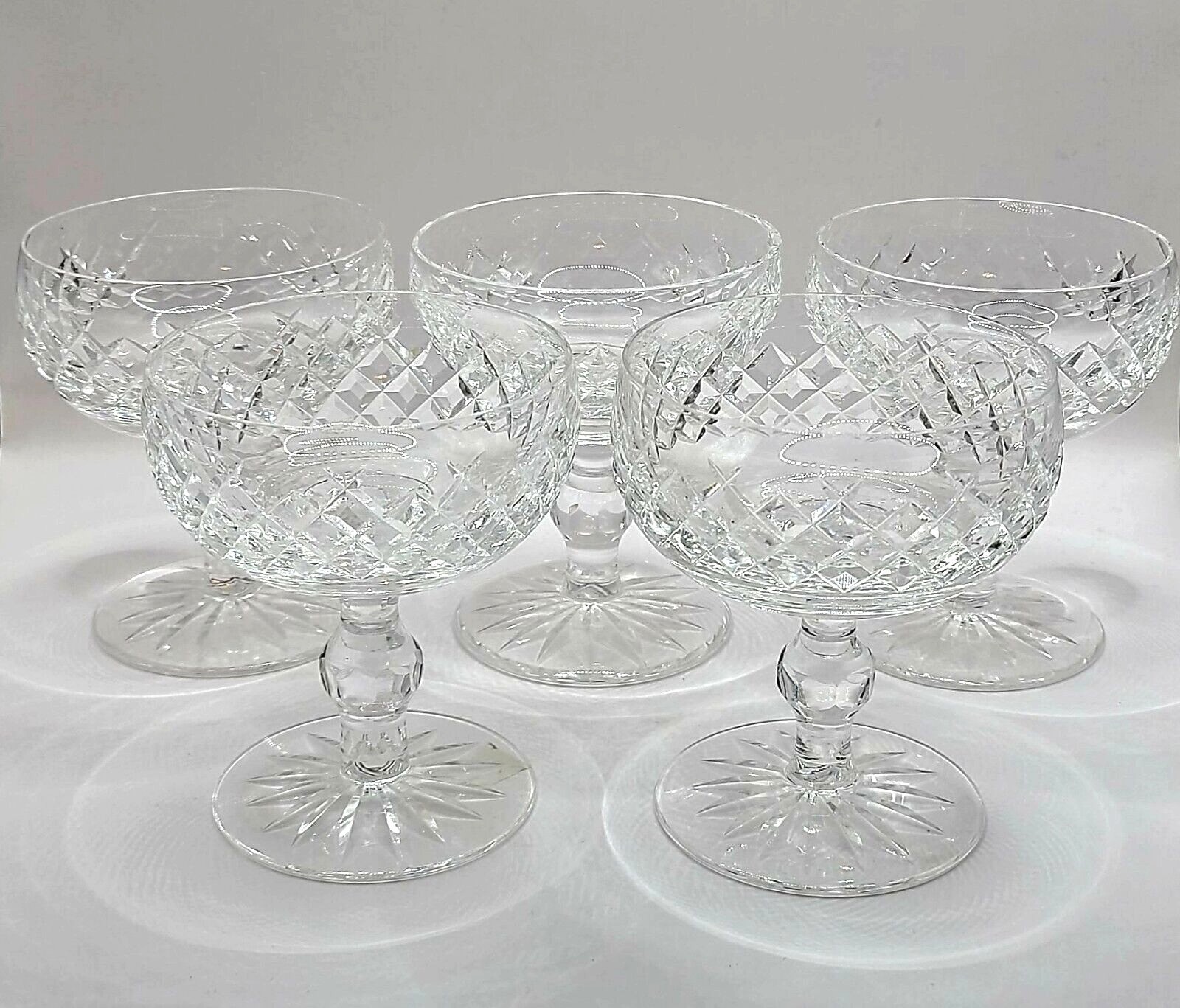 Vintage Waterford Crystal Boyne Champagne Coupes Sherbet Dishes Glasses Mint Vintage Waterford Crystal Boyne Champagne Coupes Sherbet Dishes Glasses Mint