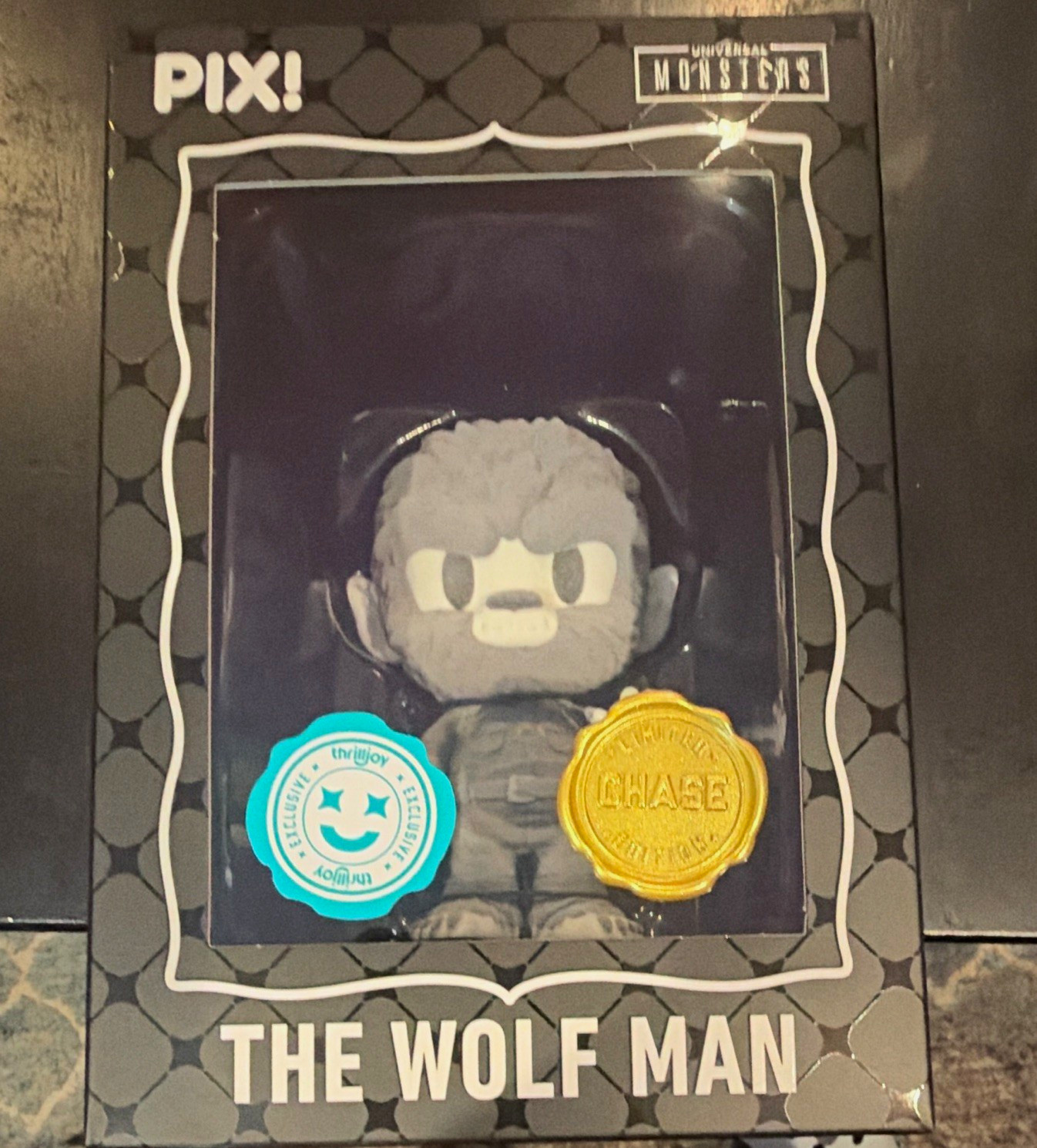 Thrilljoy Pix Universal Monsters:  Wolf Man Chase  Flocked Figure w/ protector