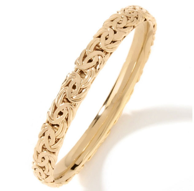 Technibond Byzantine Comfort Fit Bangle Bracelet 14K Yellow Gold Clad Silver
