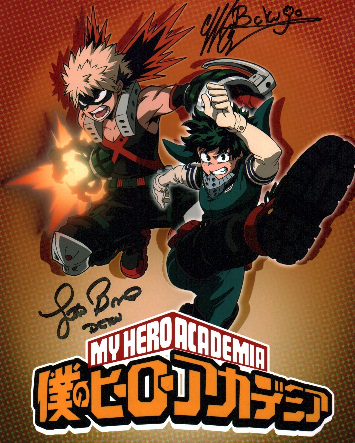 My Hero Academia 8x10 Cast Photo Signed Justin Briner & Clifford Chapin