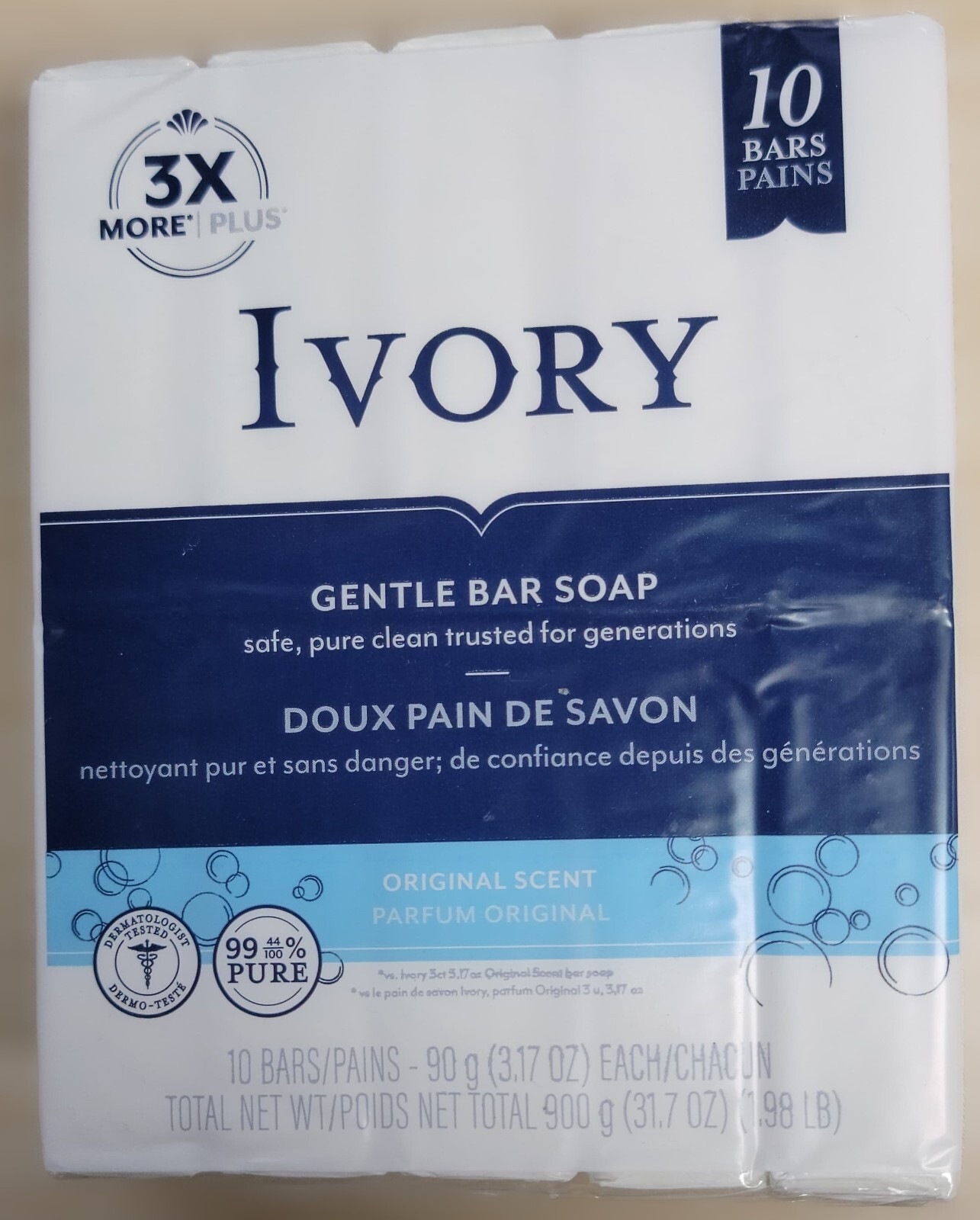 Ivory Gentle Bar Soap Original Scent with Sodium 10 Count - 