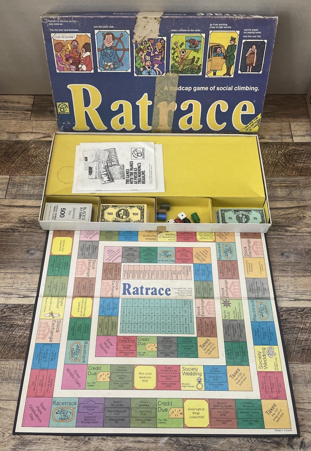 Vintage Ratrace Board Game 1973 Waddingtons House of Games Social Climbing Vintage Ratrace Board Game 1973 Waddingtons House of Games Social Climbing